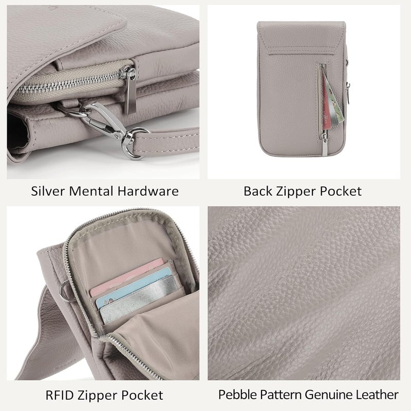 befen Genuine Leather Small Crossbody Bags for Women, Cell Phone Cross body Purse Bag with RFID Blocking Card Slots - Image 4